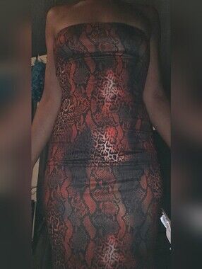 Strapless Snake Print Dress